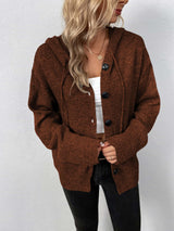 Glownestbest® | Button-Down Long Sleeve Hooded Sweater Brown 32facf3d1e4b4e02a03600e452ff0a04-Max Glownestbest