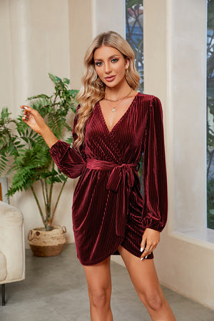 Ribbed Tie Front Mini Dress 342e799cc2564b44b49be13c3fbb8384-Max Glownestbest