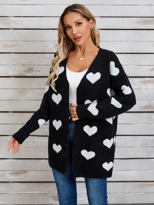 Heart Open Front Long Sleeve Cardigan 35239fe4-12b5-4cb4-8b00-40b2e256f0cf-Max Glownestbest