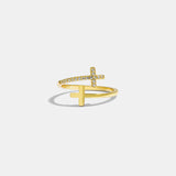 Zircon 925 Sterling Silver Double Cross Bypass Ring Gold 7 353e5396-9c03-4e2b-b027-b0aa3b00784a-Max Trendsi