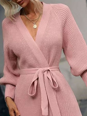 Open Front Lantern Sleeve Tied Cardigan 356c265c9a2548509f0d23a461b5cfc8-Max Glownestbest