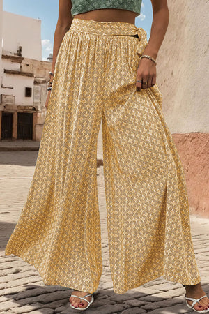 Perfee Printed Tied Wide Leg Pants 3623e0e2-f6ad-422e-95e0-cb68e9ec0ec2-Max Trendsi