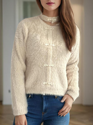 Cutout Knot Button Long Sleeve Cardigan 36c5f294-9b82-40b2-b0bc-4ca771bcd058-Max Glownestbest