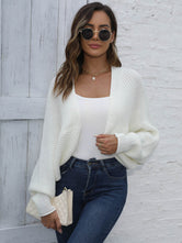 Bat Sleeve Open Front Short Cardigan White 36d3ba15153b4b23a92a550acb56f67c-Max Glownestbest