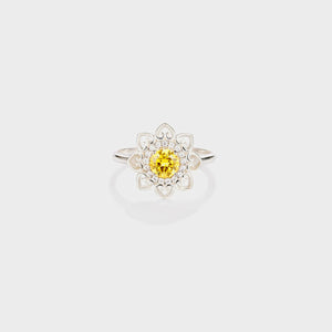 Flower Shape Zircon Platinum-Plated 925 Sterling Silver Ring Silver 36e5a8fd-c9da-4c41-ab0d-2e12578f8eb6-Max Trendsi