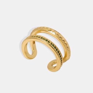 Gold-Plated Czech Diamond Double-Layered Ring 36f7febc-13b9-4070-9445-f69c7b8d43c3-Max Trendsi