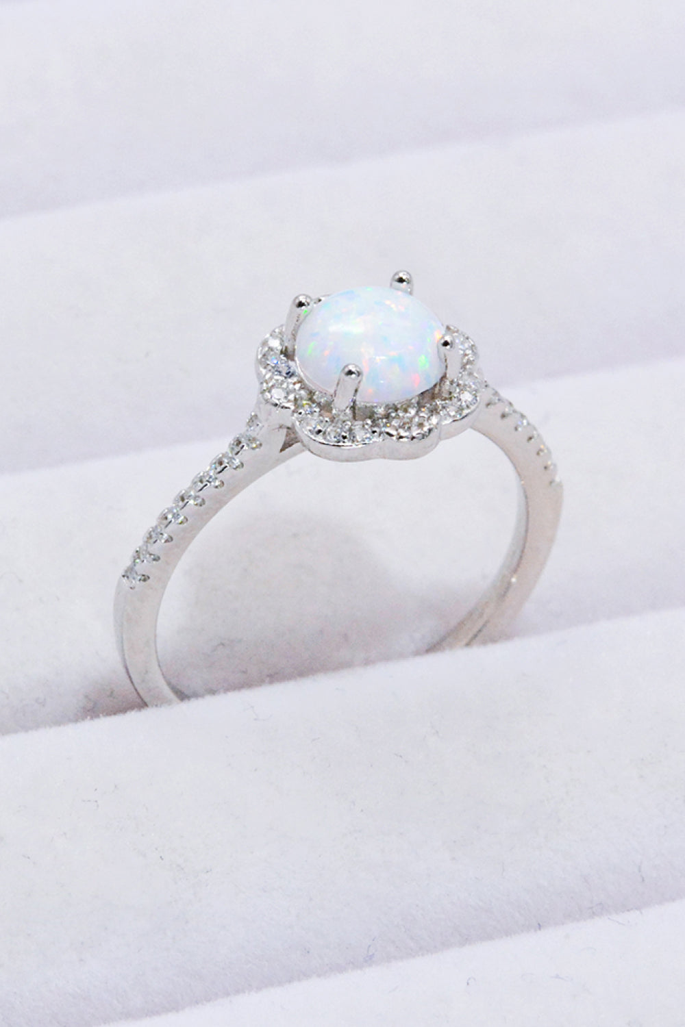 Platinum-Plated 4-Prong Opal Ring 376bbdf2260d4f0ebf85d58806d09eb9-Max Trendsi