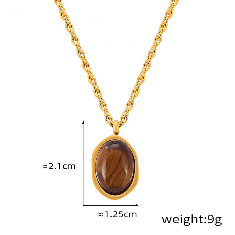 18K gold exquisite and noble geometric inlaid gemstone design simple style pendant necklace 3775203b-1049-48a7-a159-729cf2bbb58e Glownestbest