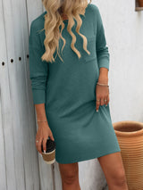 Mandy Striped Round Neck Long Sleeve Mini Dress Black Forest 3794b136-917a-4bb8-877e-a499e3ae6813-Max Glownestbest