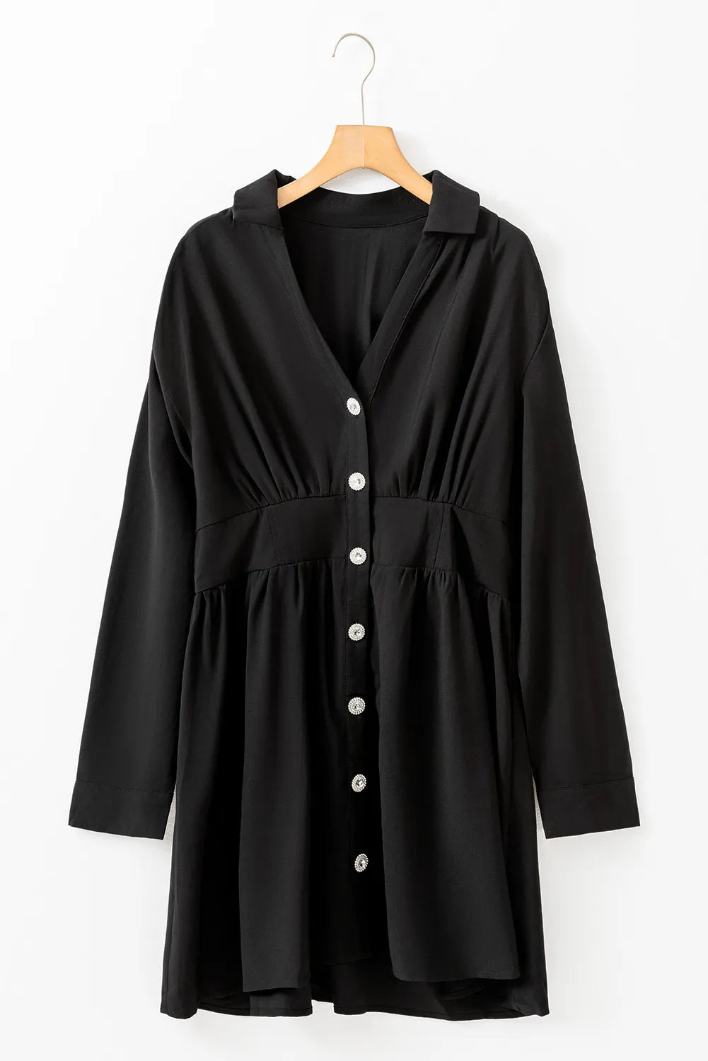 Ruched Button Up Long Sleeve Dress 37bc4fac-f2d3-4c8f-9972-b1e90b886681-Max Glownestbest