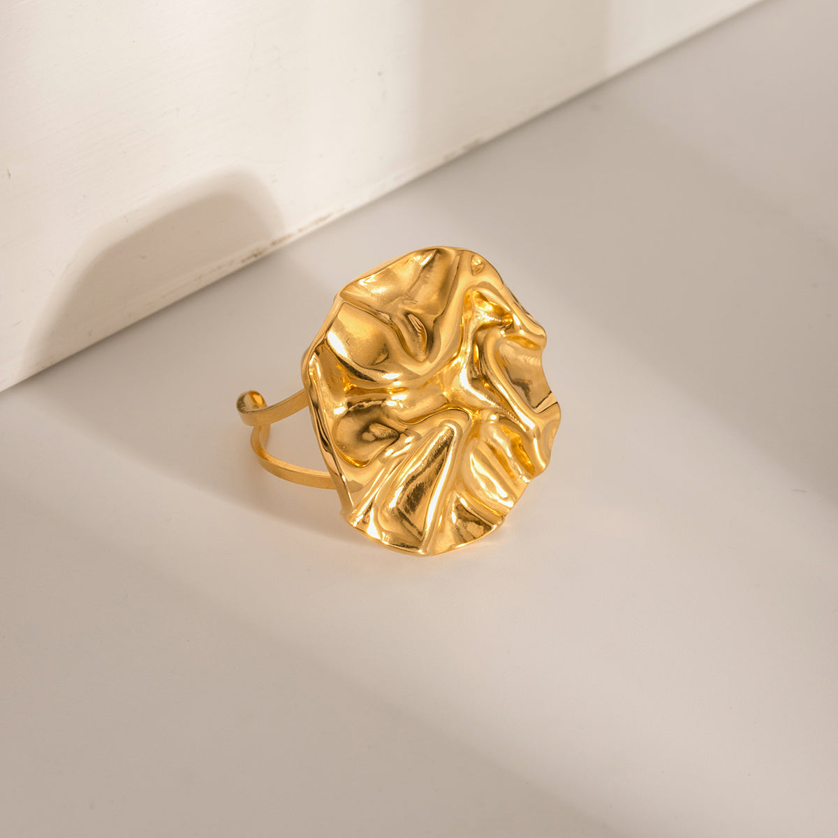 18K Gold-Plated Irregular Open Ring 37c30c2d-afa9-45e5-b1fa-88d52c0c2d6e-Max Trendsi