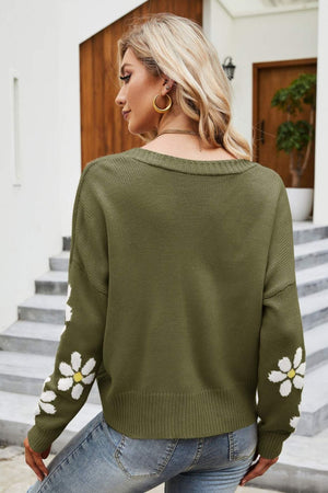 Floral Ribbed Trim Drop Shoulder Cardigan 37fa0d01c0b443a6ae39638123dacba1-Max Glownestbest