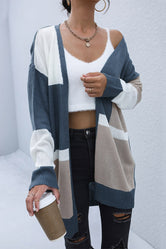 Perfee Color Block Dropped Shoulder Cardigan Blue Khaki 37facb2522d843fb8636fa342f758c7c-Max Glownestbest