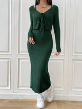 Cami Dress and Tied Long Sleeve Cardigan Set Dark Green 38571ea3-eee7-4e10-933b-79eb9fbc901c-Max Glownestbest