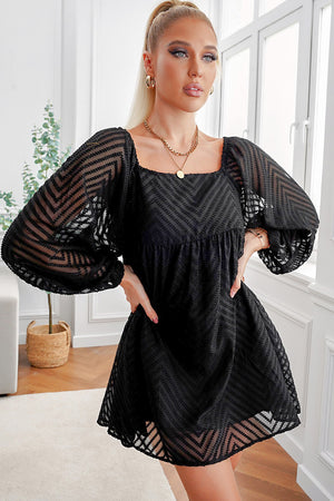 Textured Square Neck Mini Dress 38b9cab65a764d7d8c956830f48d600f-Max Glownestbest