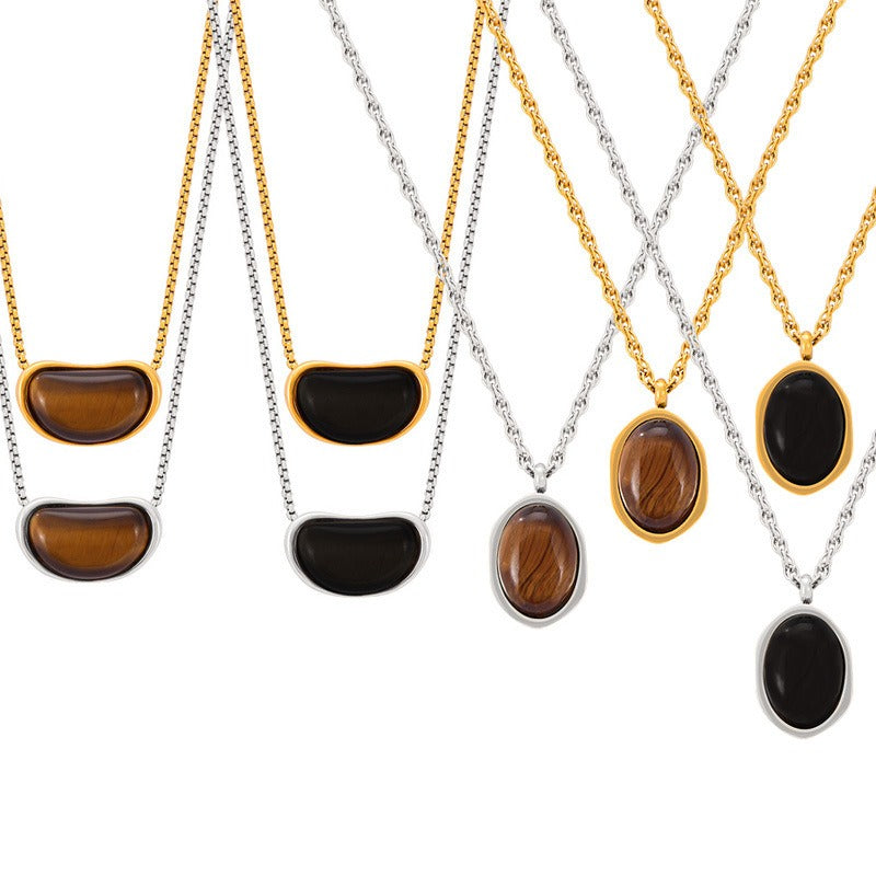 18K gold exquisite and noble geometric inlaid gemstone design simple style pendant necklace 393008a1-04d2-4547-b962-03053bce8f16 Glownestbest