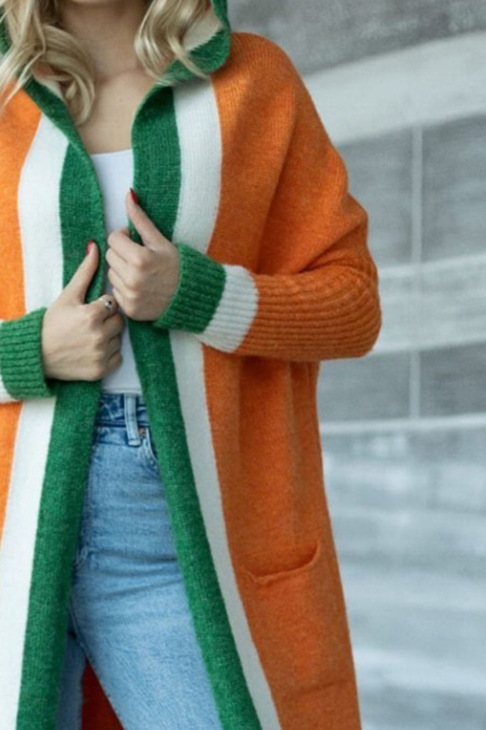 Pocketed Contrast Long Sleeve Hooded Cardigan 39cc9613-0cd0-47de-a11d-7ed6b2478dd1-Max Glownestbest
