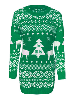 Christmas Element Round Neck Mini Sweater Dress 39e494e1af29415eaa1fc1f2cd43e8bb-Max Glownestbest