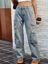 Washed Jeans with Pockets Light 39ea0eb6-adcd-4831-b811-c29cbd27e9ab-Max Trendsi