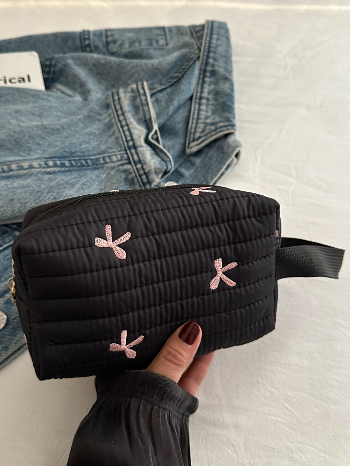 Texture Contrast Bow Wristlet Black One Size 3a369bf1-e86e-4d59-adea-5b9bd2555cc0-Max Trendsi