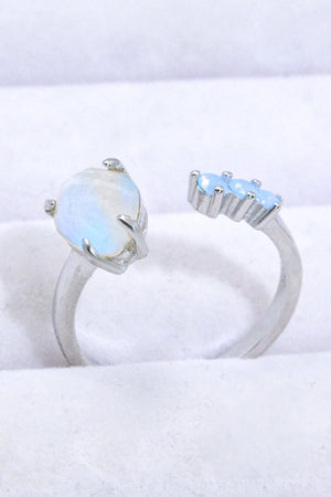 18K Rose Gold-Plated Moonstone Open Ring 3a3d443ff6c444b5a46f8c103cb6a71d-Max Trendsi