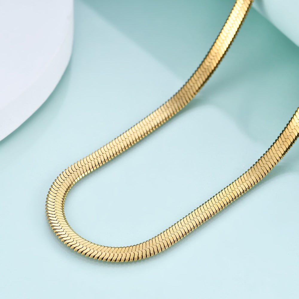 18K Gold Plated Pop Snake Bone Chain Necklace 3a58b8a1-1b25-4c9b-ad9e-b5eeda0cab82 Artshiney