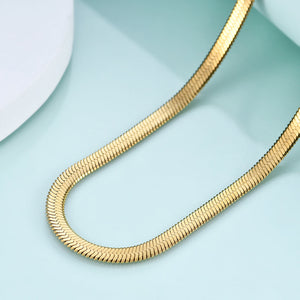 18K Gold Plated Pop Snake Bone Chain Necklace 3a58b8a1-1b25-4c9b-ad9e-b5eeda0cab82 Artshiney