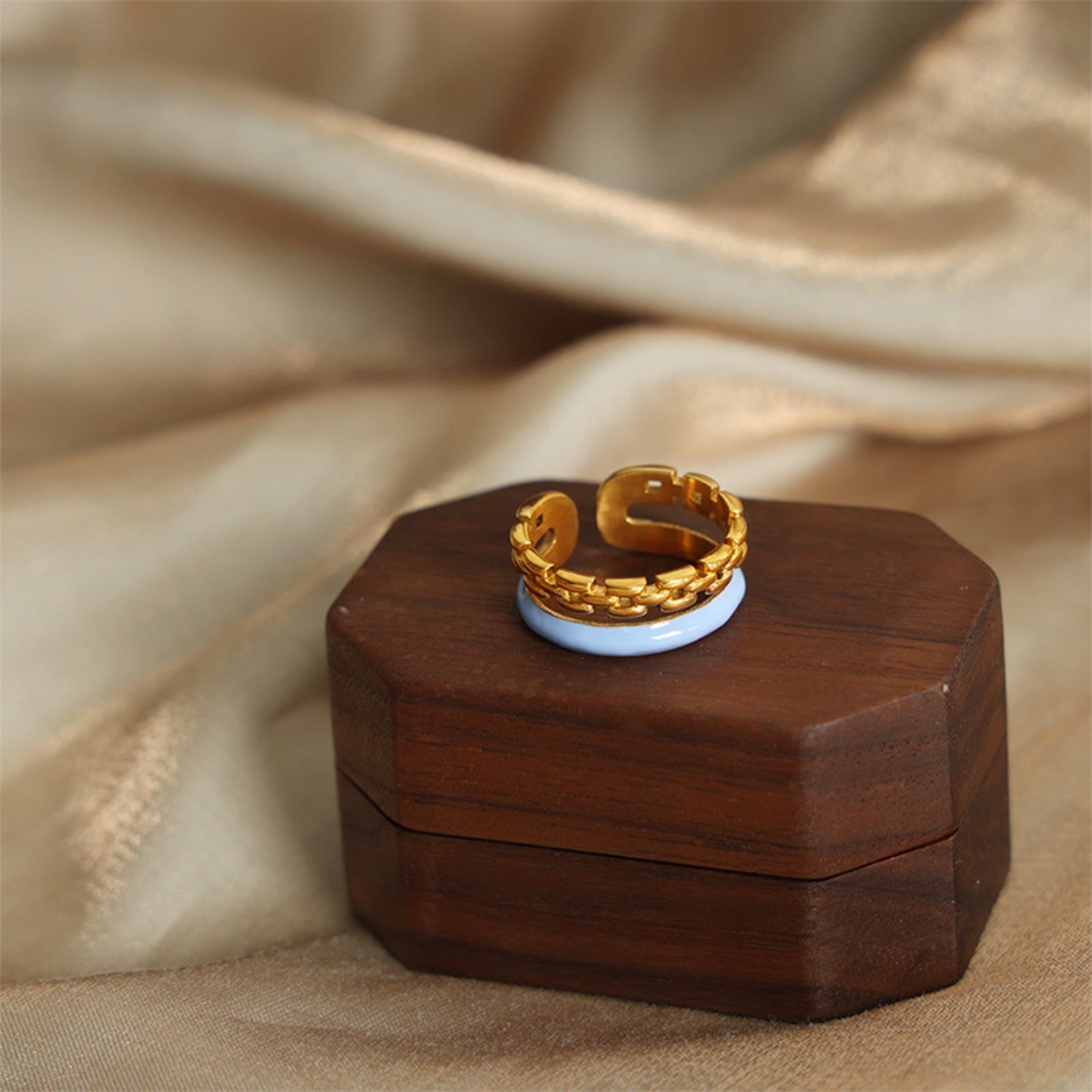 Enamel 18K Gold-Plated Open Ring 3a7ade5b-45b0-453a-a84a-3671a1e2599e-Max Trendsi