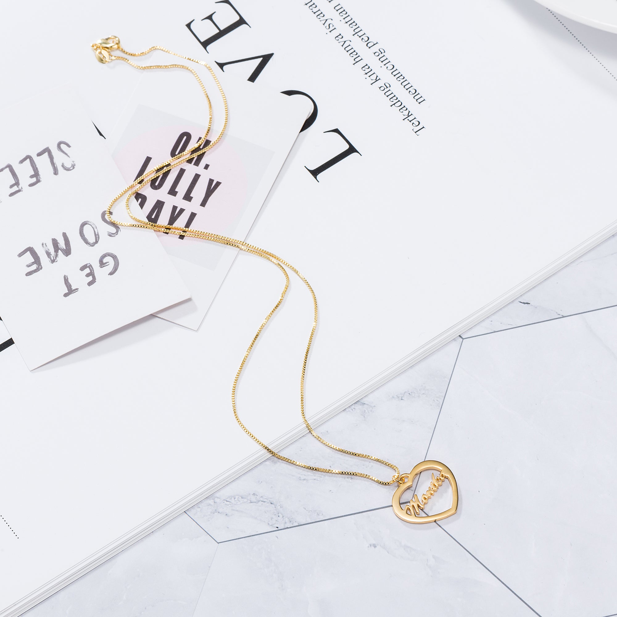 Noble Heart Cutout Design Custom Name Necklace Gold 3aa9694e-4847-4478-b8d1-36a3ee43de3d Artshiney