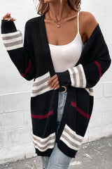 Perfee Striped Rib-Knit Drop Shoulder Open Front Cardigan Black 3b040644dc4d4a5ca2633afe5346ebf2-Max Glownestbest