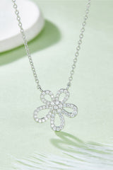 Moissanite Flower Pendant 925 Sterling Silver Necklace Silver One Size 3b301515e9e14a138de389da464647ef-Max Trendsi