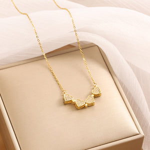 Noble and fashionable heart-to-heart four-leaf clover inlaid with zircon, a two-wear design simple style necklace 3b364b8e-4177-4c7c-a9ee-68ae72ae4d48 Artshiney