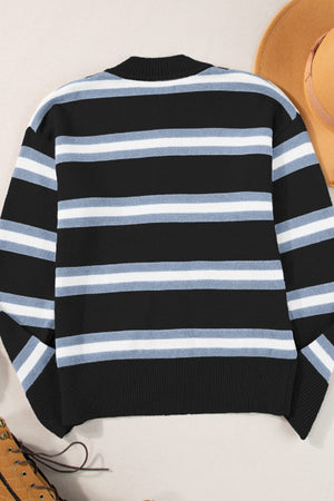 Striped Button Down Long Sleeve Cardigan 3b55adb8-b421-4ecc-b06b-58cdc31f82eb-Max Glownestbest
