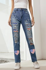 US Flag Distressed Straight Jeans Medium 3bb93a6b-55b0-4c0b-8295-960d02fa0f9c-Max Trendsi