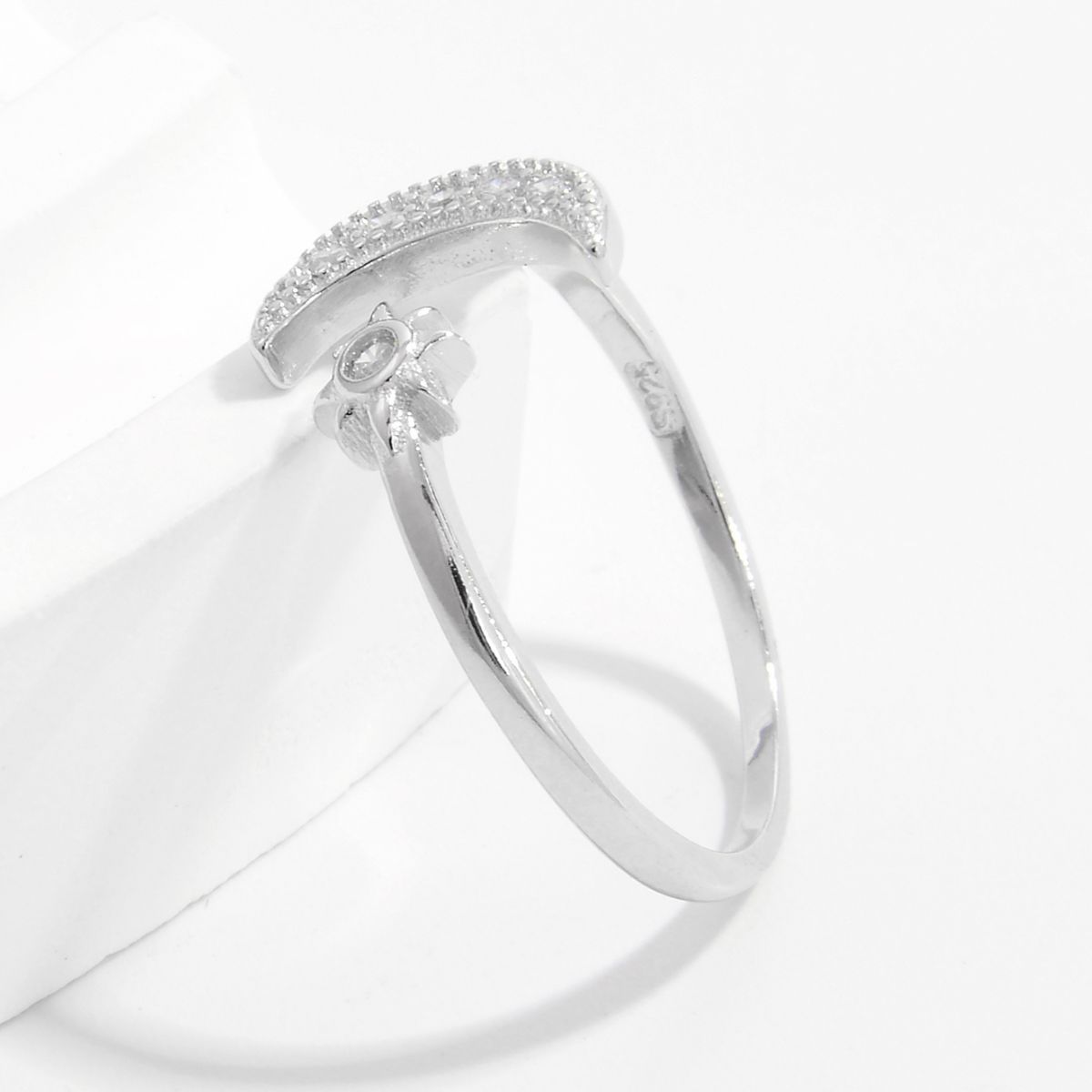 925 Sterling Silver Moon Open Ring 3c1bbc7e-3cac-4de2-86d2-38022407c71f-Max Trendsi