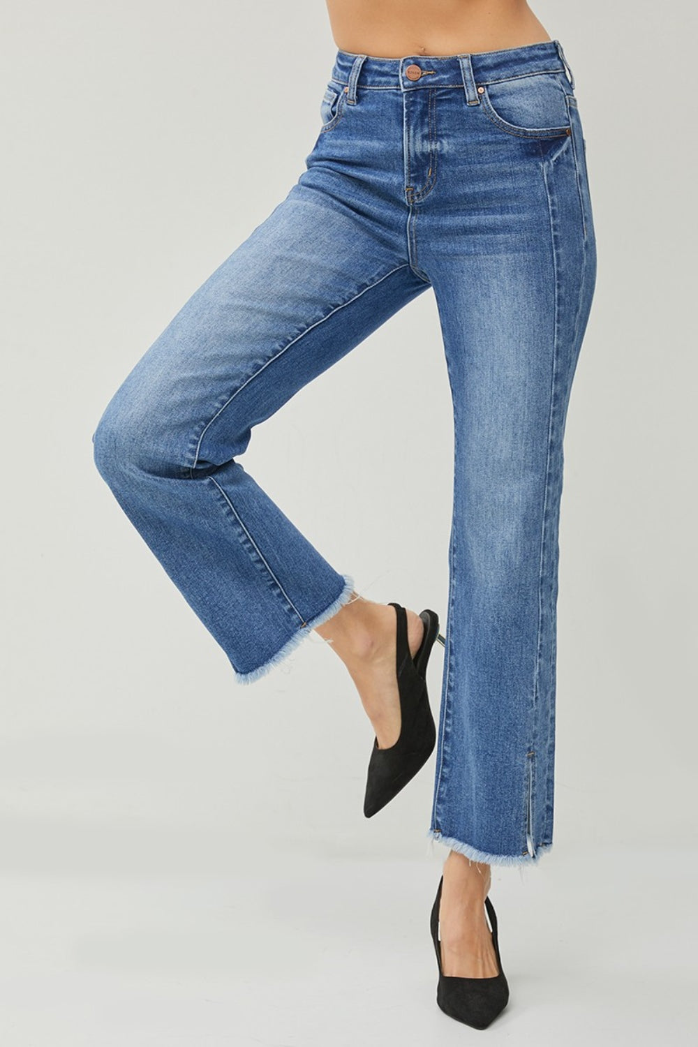 RISEN High Waist Raw Hem Slit Straight Jeans 3c45c43d-c43d-4c45-84f7-76bcedb9ee84-Max Trendsi