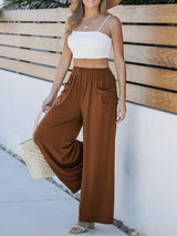 Pocketed Elastic Waist Wide Leg Pants Caramel 3c51135f-b2c9-4415-b1ff-e31d38138312-Max Trendsi