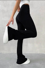 High Waist Flare Pants Black 3c90c4691d9c44d3898b57514aecb247-Max Trendsi
