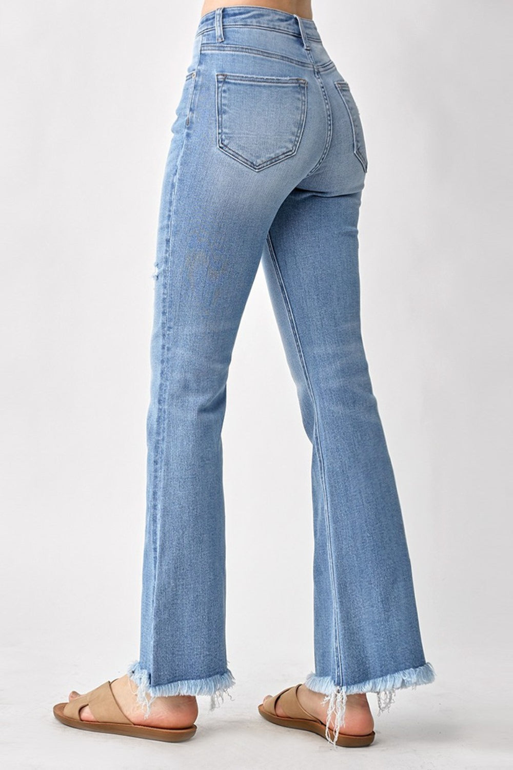 RISEN High Rise Frayed Hem Bootcut Jeans 3ccb05c8-41b6-426d-8f32-95642703fd65-Max Trendsi