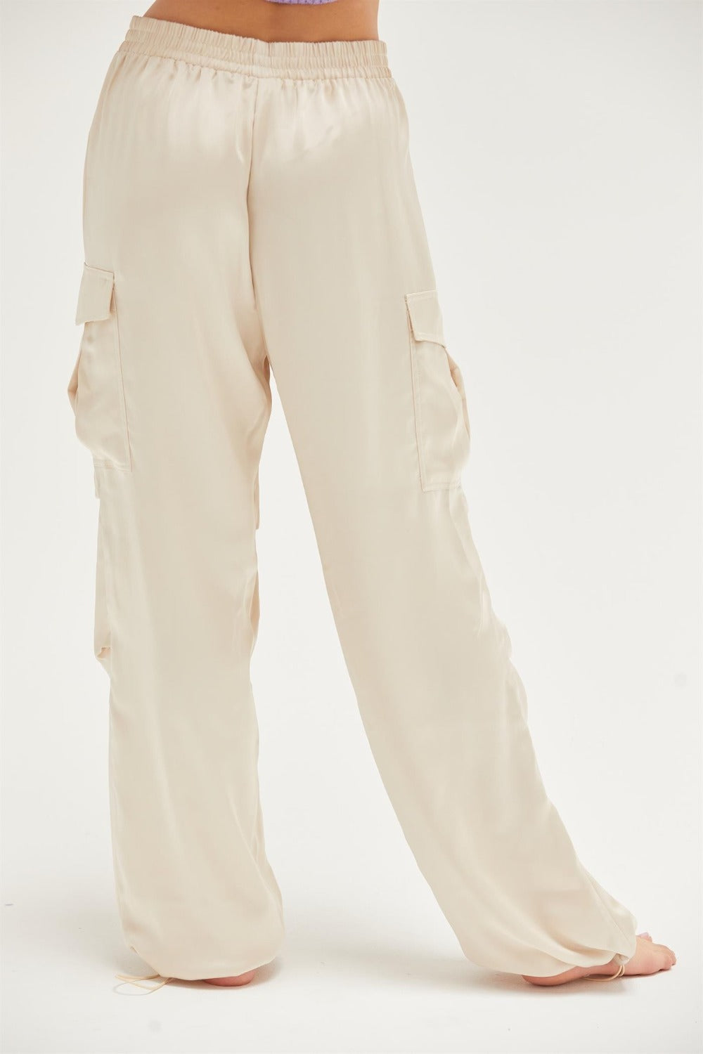 HYFVE Approach Satin Drawstring Hem Cargo Pants 3cee19c7-93a7-4601-b8d4-f33b9124ecfb-Max Trendsi