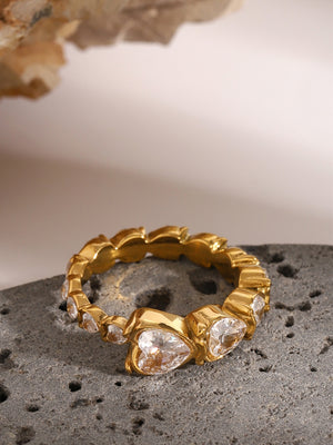 Stainless Steel Heart Rhinestone Ring 3cf79c97-8805-44d1-93a0-8454c26bf2cb-Max Trendsi