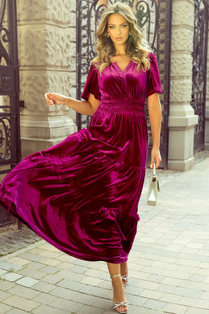 Tiered Notched Short Sleeve Dress with Pockets 3d2ea5e7-db9d-46c0-ac64-20007fdf4264-Max Glownestbest
