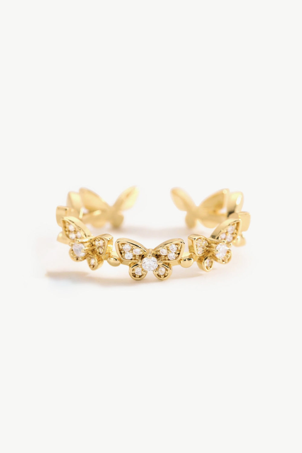 Butterfly Zircon Open Ring Gold One Size 3d31d2d7e59b4d0bb8367929b958eca6-Max Trendsi