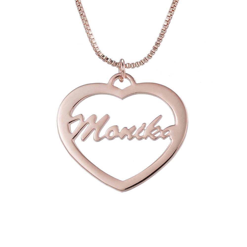 Noble Heart Cutout Design Custom Name Necklace Rose gold 3d3aa9c6-ba46-466f-a04c-f952ab57f1d8 Artshiney