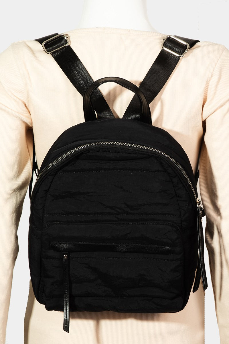 Fame Adjustable Strap Nylon Backpack Bag Black One Size 3d4368bc-556f-4b7f-a8cd-10bb544044df-Max Trendsi