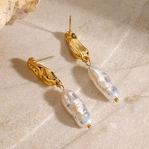 18K gold geometric shape with pearl design high-end earrings 3d624868-85be-43d5-b7ac-cba6f21fb6a3 Artshiney