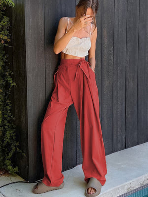 Tied High Waist Wide Leg Pants 3dd5fedd-5416-4395-84be-537c9bb36c18-Max Trendsi