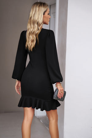 Devine Ruched Ruffled Balloon Sleeve Mini Dress 3e2d0d9e-a022-4f8c-988f-aff194a187b6-Max Glownestbest