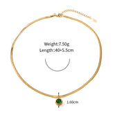 18k gold fashion light luxury flat snake chain with double three-dimensional zircon pendant design pendant necklace Green 3e4c8778-9076-4500-83f7-dd1e80127b89 Artshiney