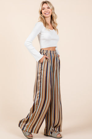 Mittoshop Striped Satin Elastic Waist Wide Leg Pants 3eb82e74-e066-40d4-bc34-034690c0124f-Max Trendsi